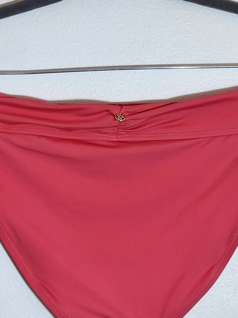 Victoria's Secret Dark Pink Bikini Bottom with Gold Tone Accents NWT Size Large